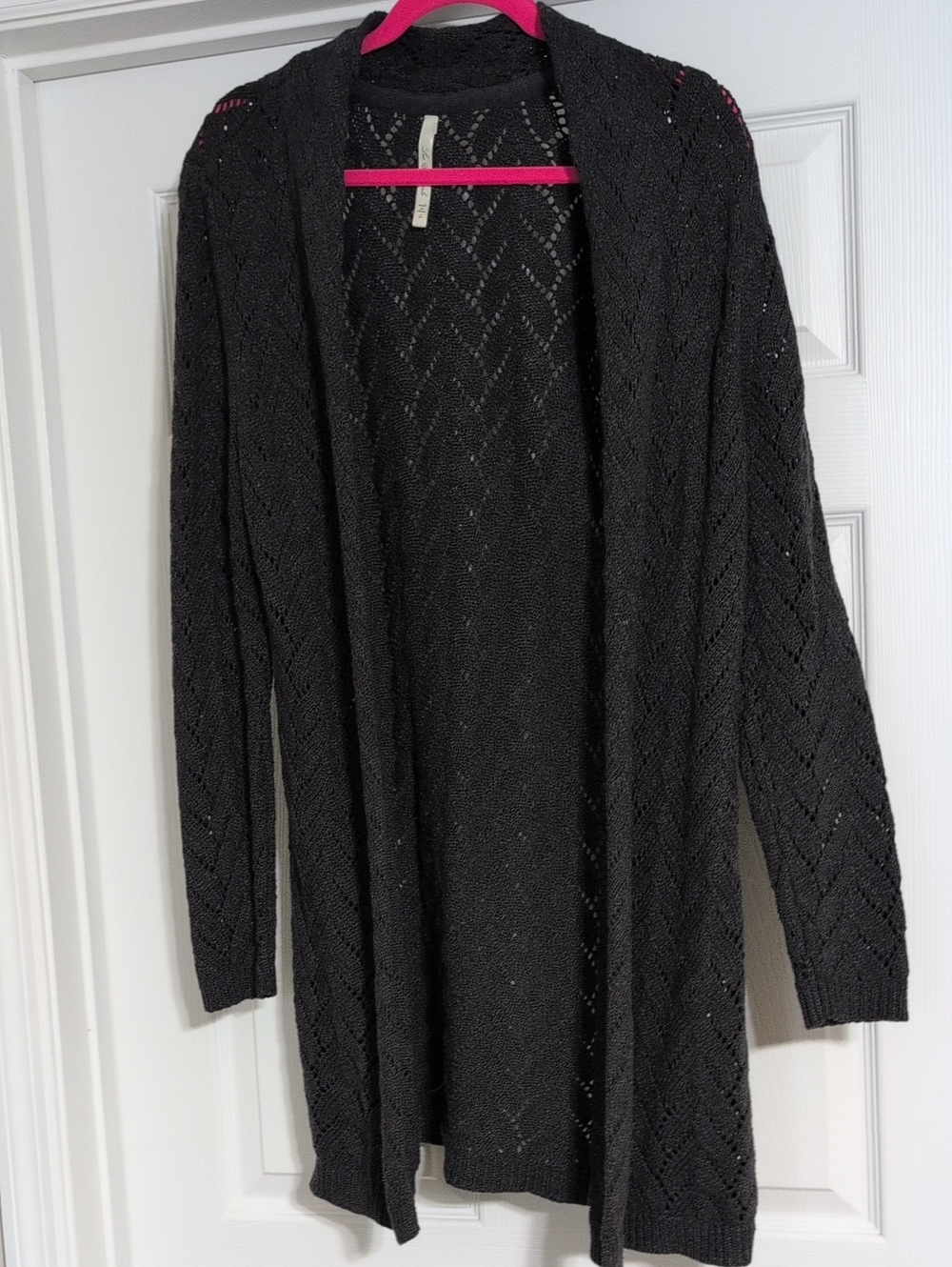Dark Gray Open-Front Knit Cardigan Sweater - Women